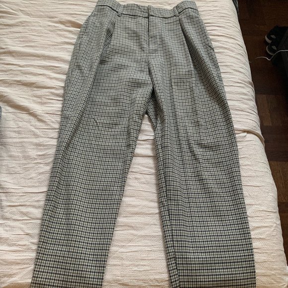 Zara Pants - Checkered High-Rise Dress Pants-Zara